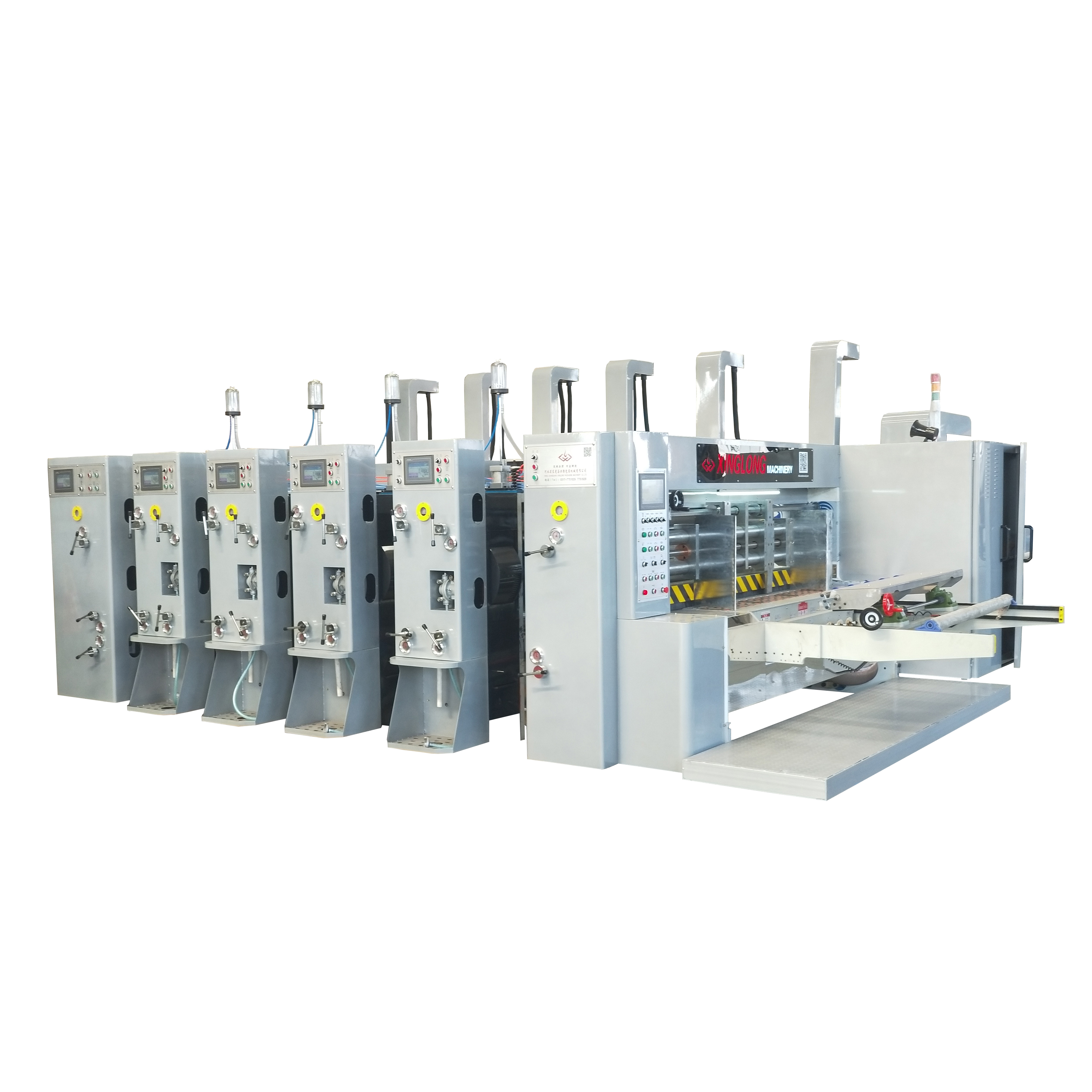 High speed automatic flexo printer die cutter slotter corrugated cardboard carton box packaging machine